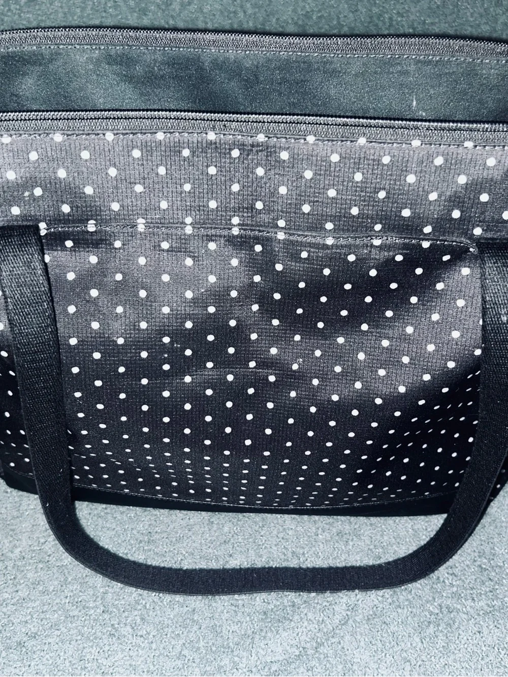 Fossil Computer Tote Black Polka Dot Tote with White Accent